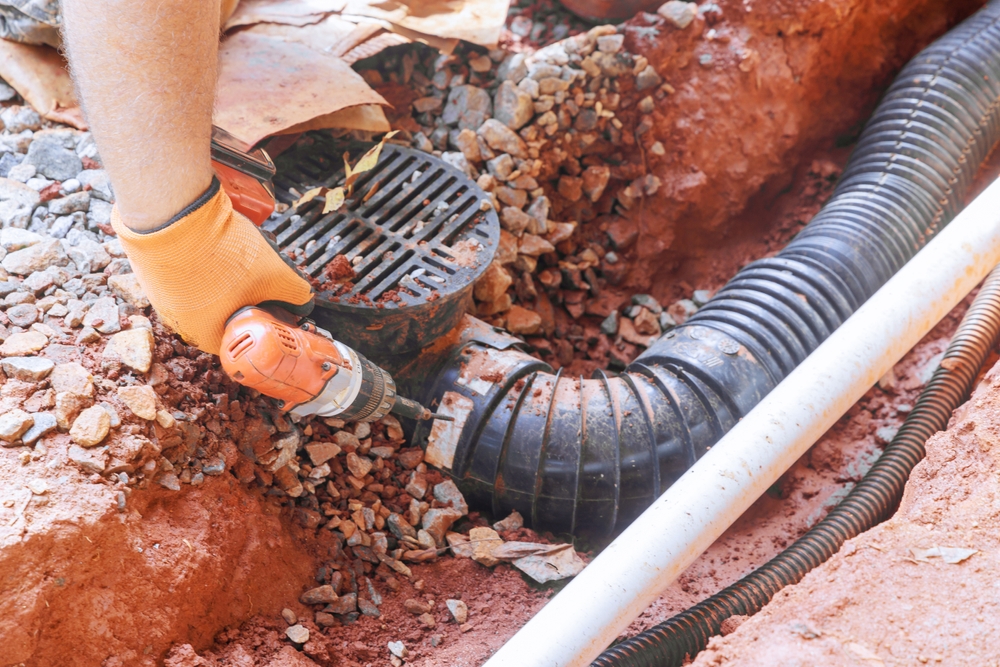 Underground,Mounting,Of,Drainage,Pipes,For,Outflowing,Rainwater,Stormwater
